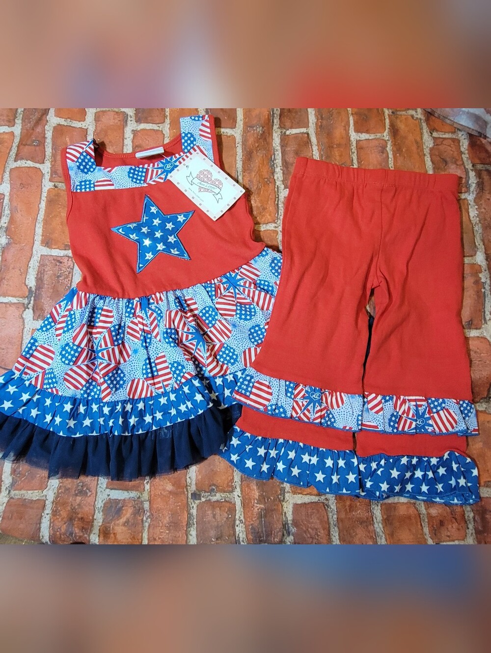 Ann Loren Girls 4th Of July Patriotic Set Sz 4 5t 4/5t Nwt